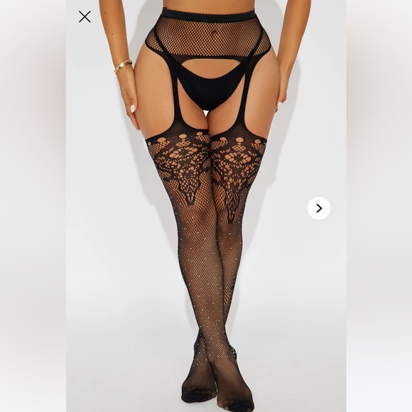 Accessories - Elegant Black Lace Rhinestone Stockings & Attached Garter  nwt O/S regular